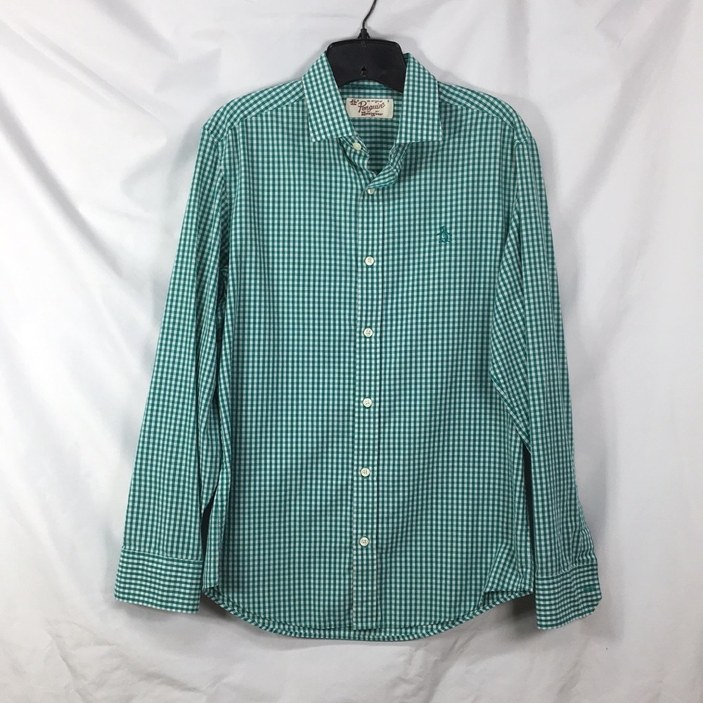 Penguin Mens Long Sleeve Plaid Button Down Dress Shirt Size S GREAT Condition